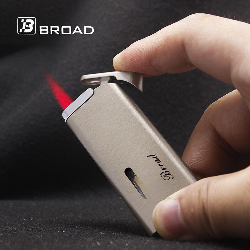 mancis korek api bara merah isi ulang gas BROAD elegant slim design refillable gas lighter dengan kaca indikator