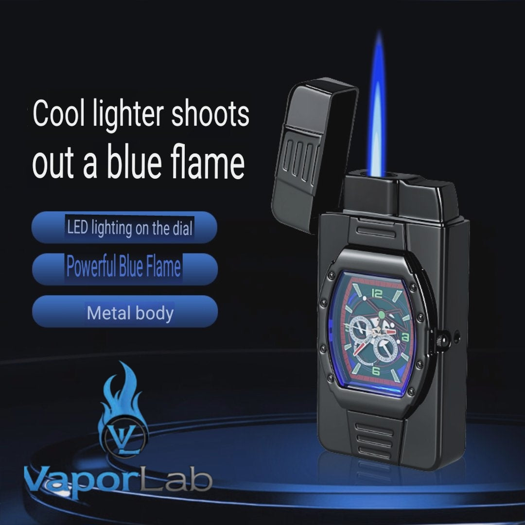 korek api gas bara las model jam jet torch watch refillable gas lighter with gift box mewah