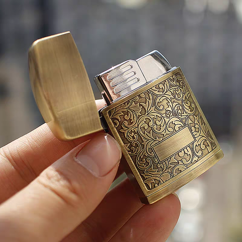 mancis korek api bara isi ulang gas BROAD batik jet torch refillable gas metal lighter classic design