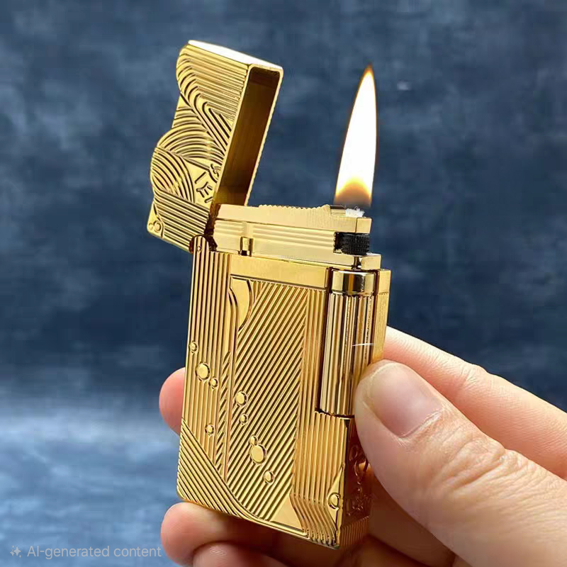 korek api pakai sumbu classic ada denting ROWENTA original vintage oil lighter model mermaid gold sanji one piece R10