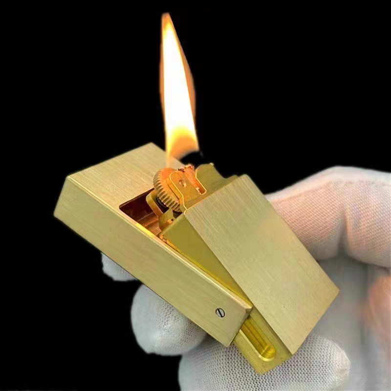 korek api metal pakai roda sumbu minyak classic vintage full brass perunggu asli pagani oil lighter retro slick design 3327
