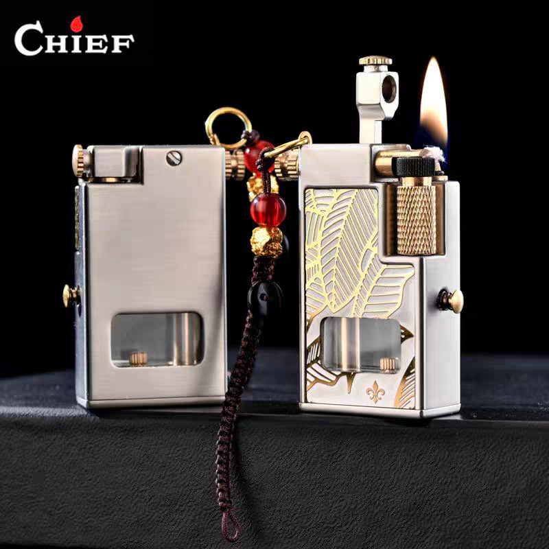 korek api classic sumbu kapas minyak vintage kerosene oil lighter original CHIEF 706 dengan kaca indikator transparant retro