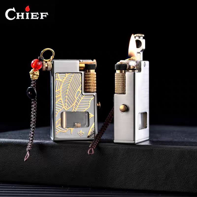 korek api classic sumbu kapas minyak vintage kerosene oil lighter original CHIEF 706 dengan kaca indikator transparant retro