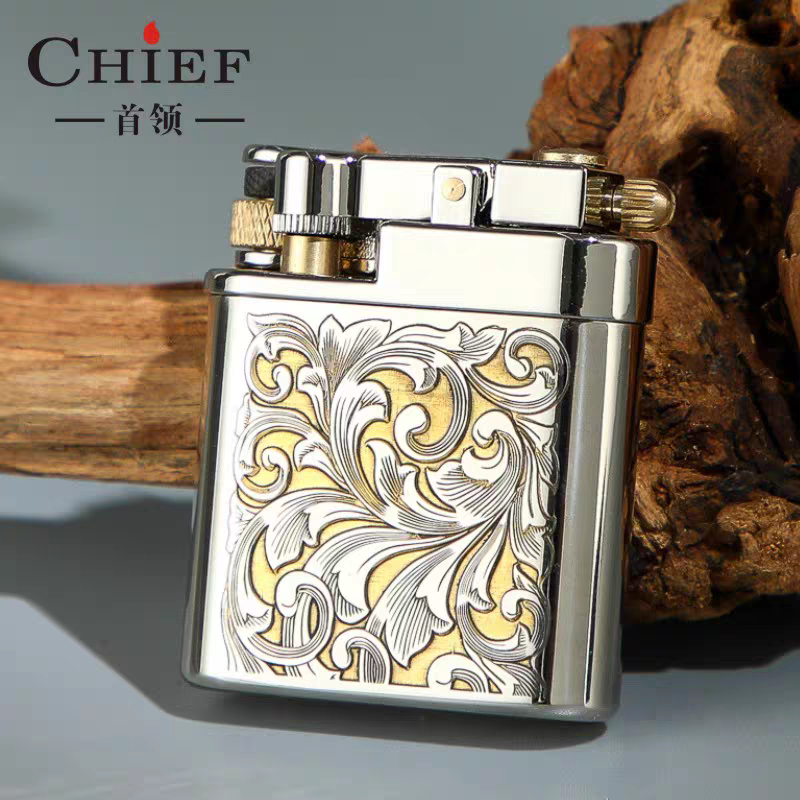 korek api classic sumbu kapas minyak vintage kerosene retro oil lighter original CHIEF 311 gift box full brass