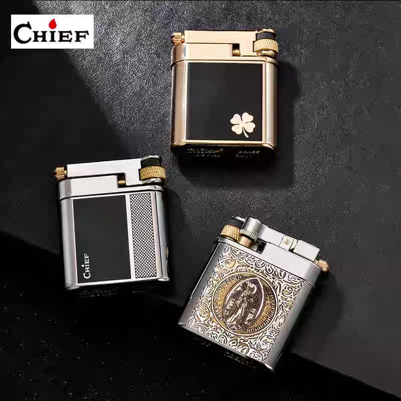 korek api classic sumbu kapas minyak vintage kerosene retro oil lighter original CHIEF 311 gift box full brass