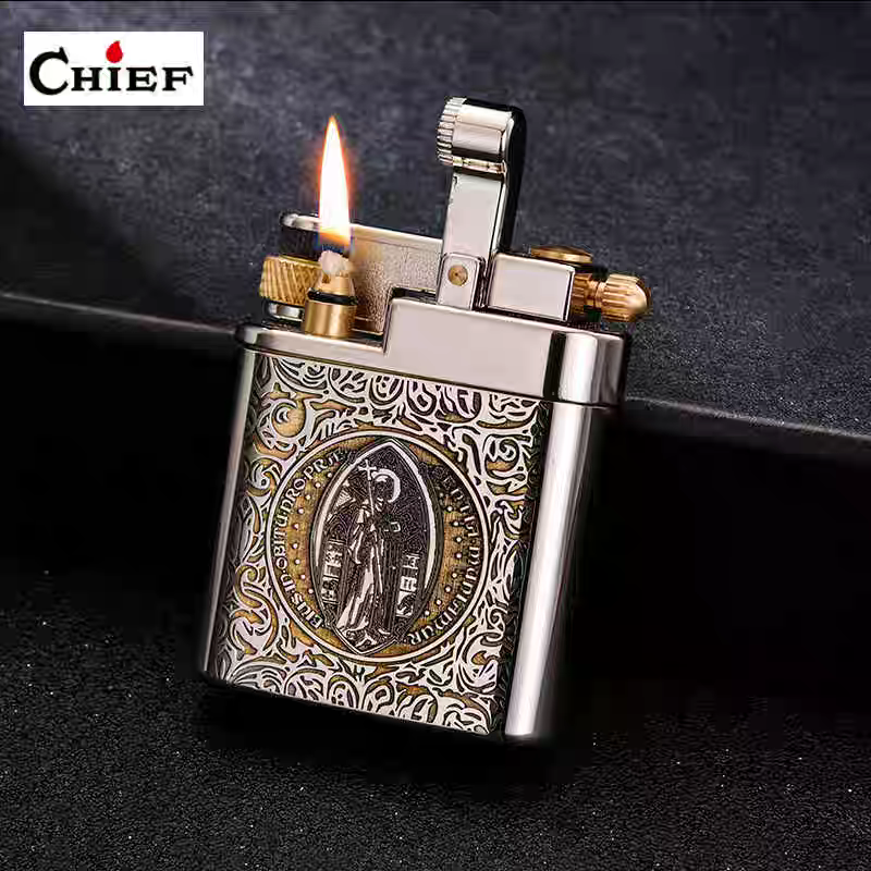 korek api classic sumbu kapas minyak vintage kerosene retro oil lighter original CHIEF 311 gift box full brass