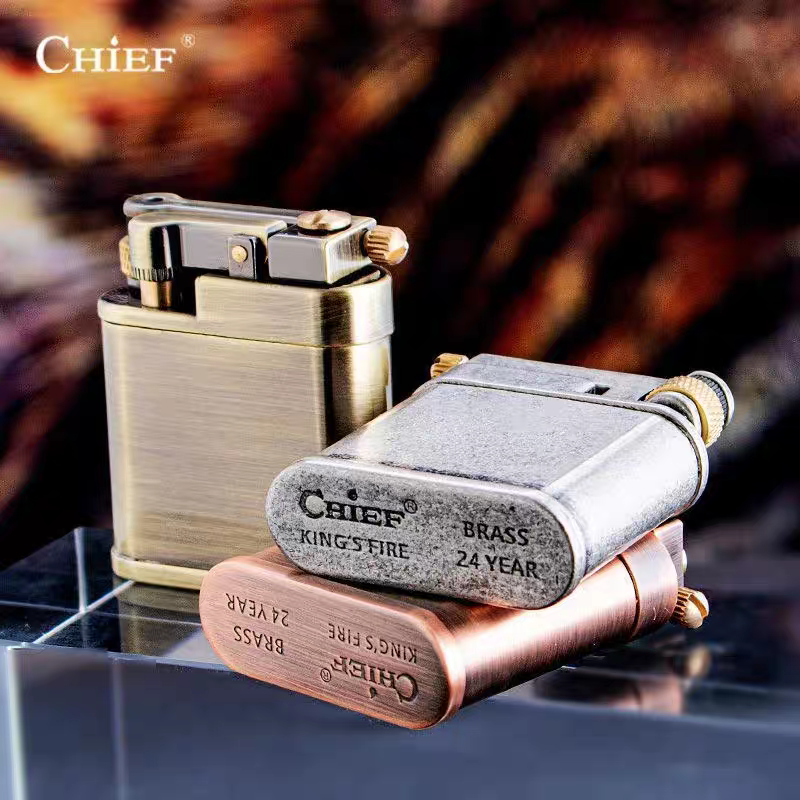 korek api classic sumbu kapas minyak vintage kerosene retro oil lighter original CHIEF 311 gift box full brass