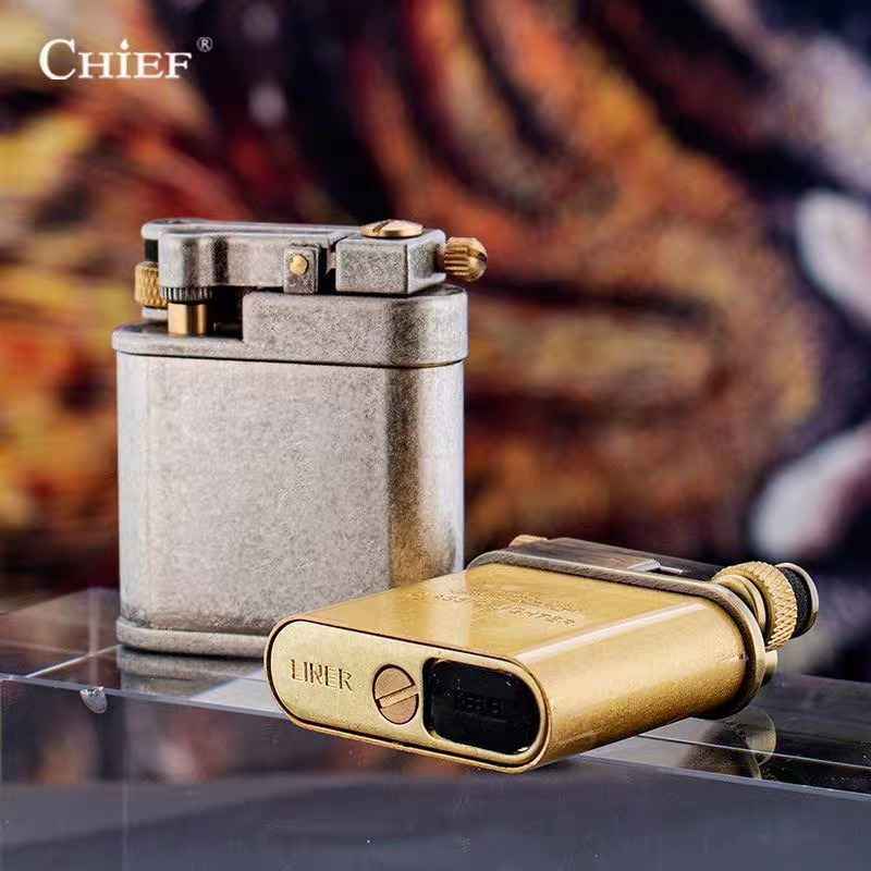 korek api classic sumbu kapas minyak vintage kerosene retro oil lighter original CHIEF 311 gift box full brass