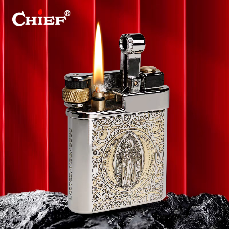 korek api classic sumbu kapas minyak vintage kerosene retro oil lighter original CHIEF 311 gift box full brass