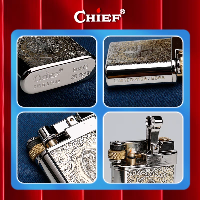 korek api classic sumbu kapas minyak vintage kerosene retro oil lighter original CHIEF 311 gift box full brass