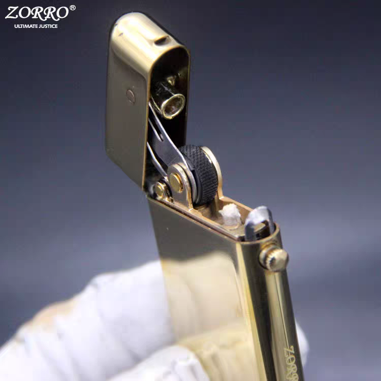 korek api classic zorro 581 pakai minyak sumbu batu vintage kerosene oil lighter full brass slim retro lighter