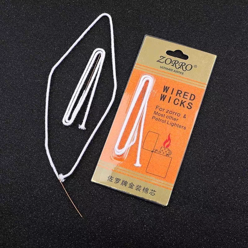 sumbu original zorro dengan ujung jarum untuk korek api kapas minyak oil lighter easy replacement zorro wick with needle