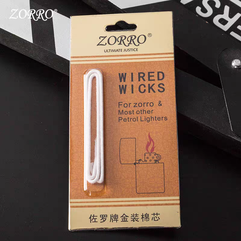sumbu original zorro dengan ujung jarum untuk korek api kapas minyak oil lighter easy replacement zorro wick with needle